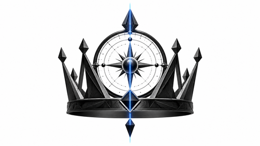 Symbolic crown and ordered compass representing a consecrated sound mind