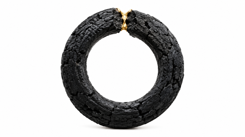 Wordless interrupted ring with gold repair, symbolizing renewed consecration
