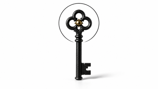 Symbolic key and halo representing consecration and spiritual authority