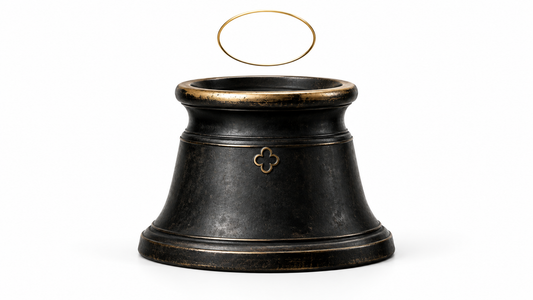Worn sanctuary vessel representing familiarity with holy things