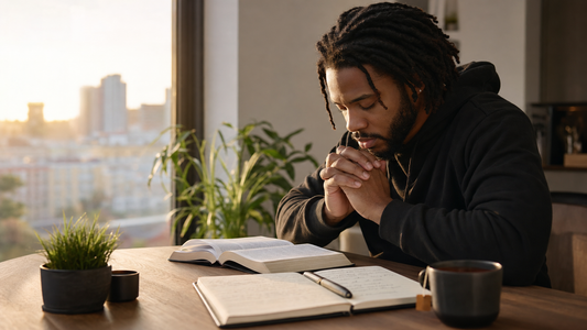 A modern Nazarite-minded believer practicing a morning Scripture and prayer routine.