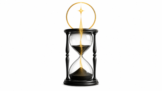 Wordless symbolic hourglass and covenant halo