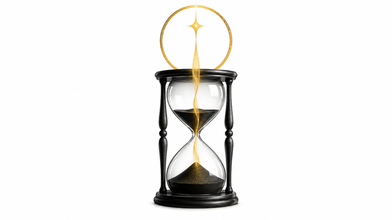 Wordless symbolic hourglass and covenant halo