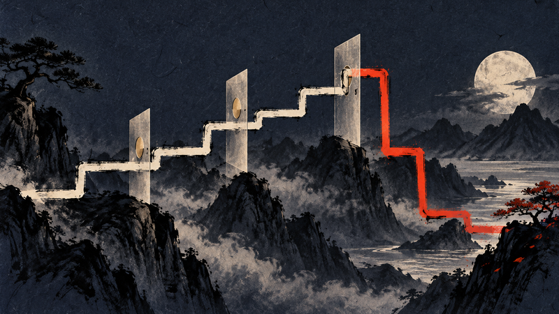 Abstract Kagi-style path changing direction only after crossing a measured threshold