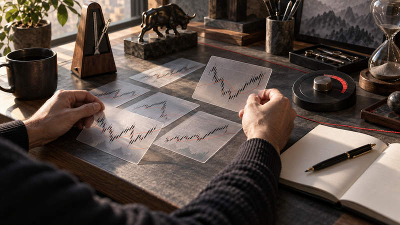 Trader rehearses market scenarios with analog practice tools