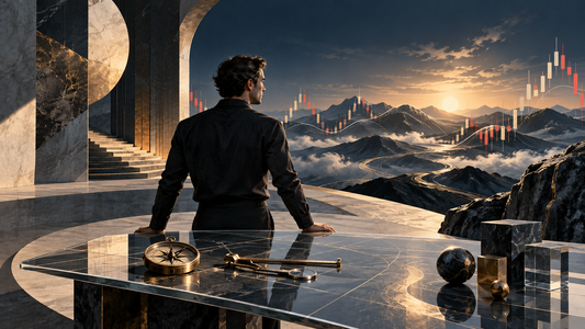 A composed trader uses capital as a precise instrument while market structures unfold beyond.
