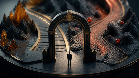 A planned entry opens into disciplined and emotional exit paths.