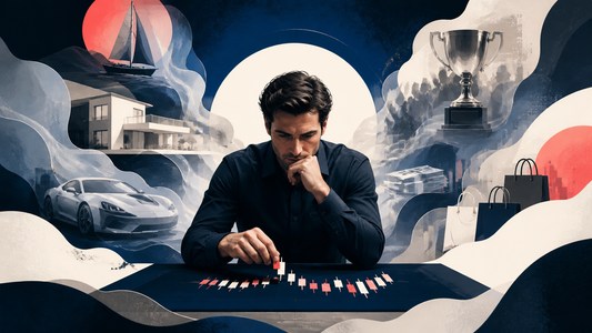 A trader releasing imagined financial rewards to focus on one precise market decision