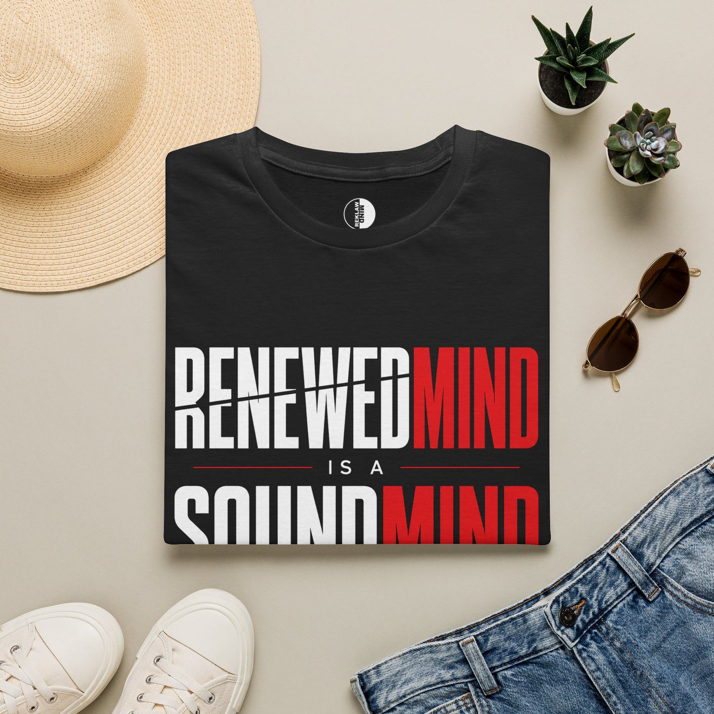 Renewed Mind T-Shirt — "Renewed Mind Is a Sound Mind" Inspirational Christian Tee