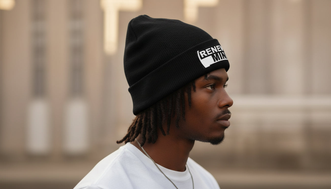 Renewed Mind Embroidered Cuffed Beanie